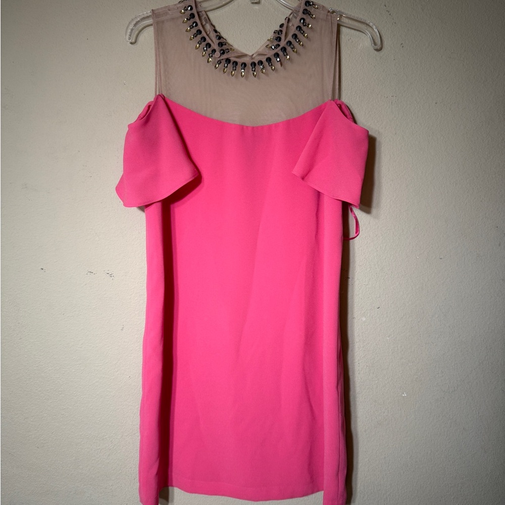 BCBGMaxAzria Pink Embellished Mini Dress